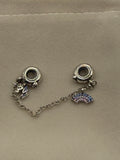 Rainbow and unicorn safety chain sterling silver