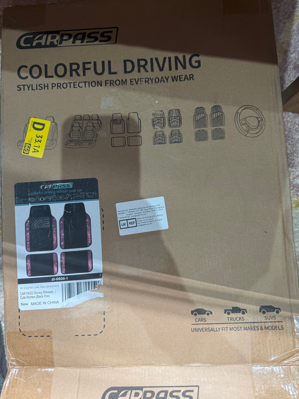 Pink rhinestone car mats