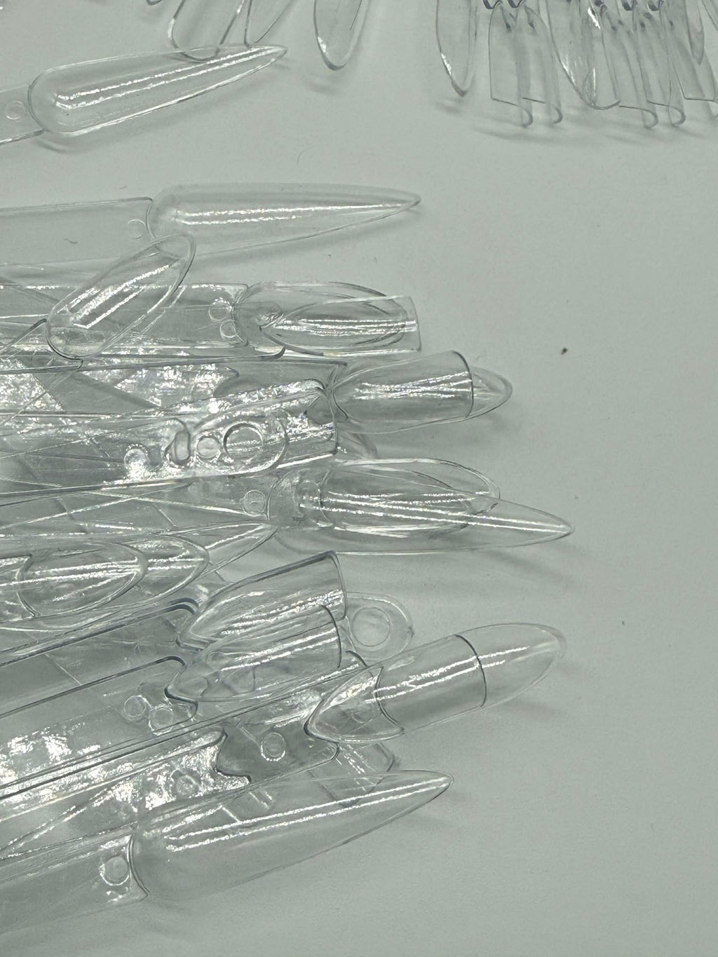 Nail art brushes with plastic practice nails