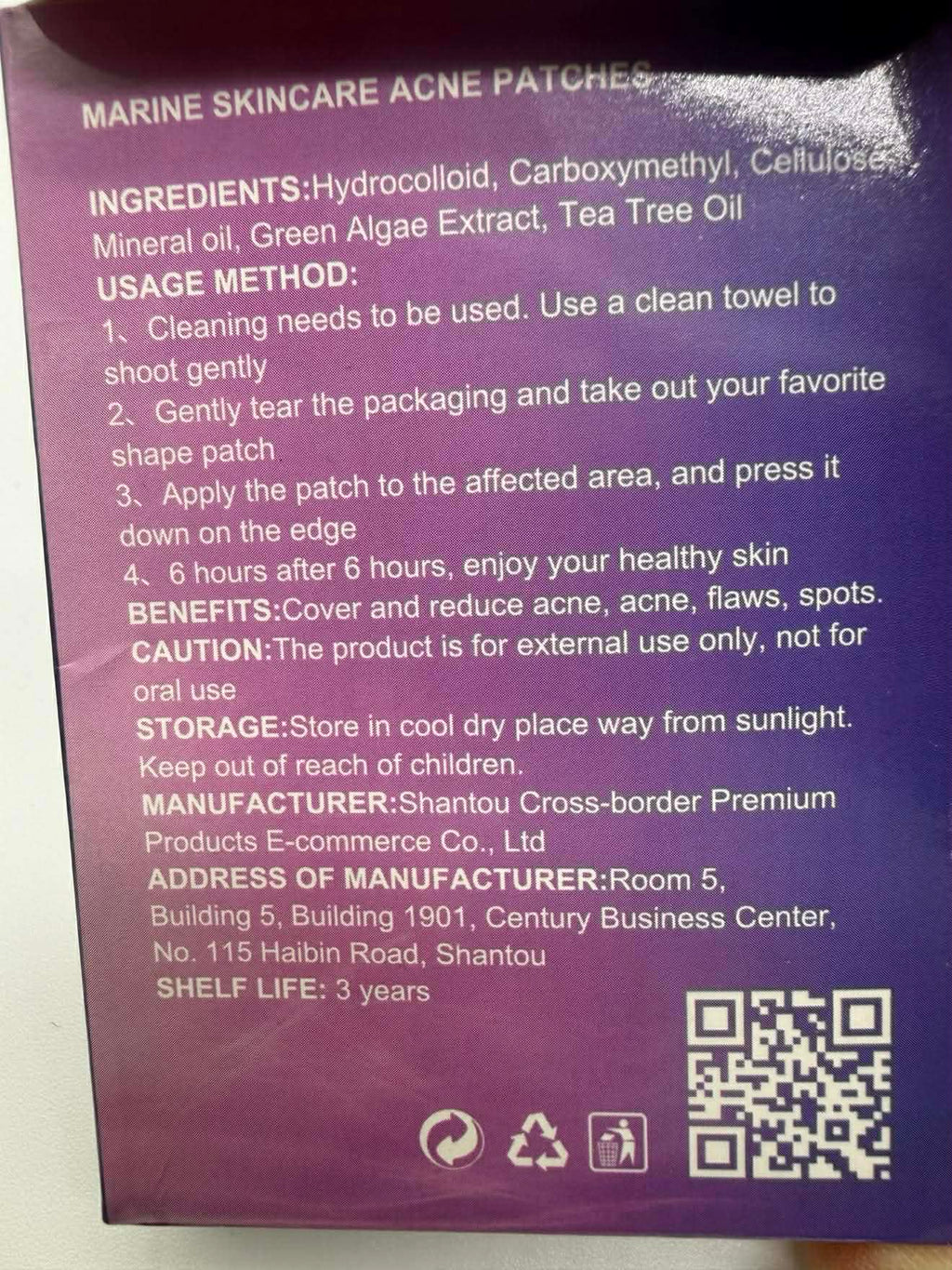 Skincare acne patches