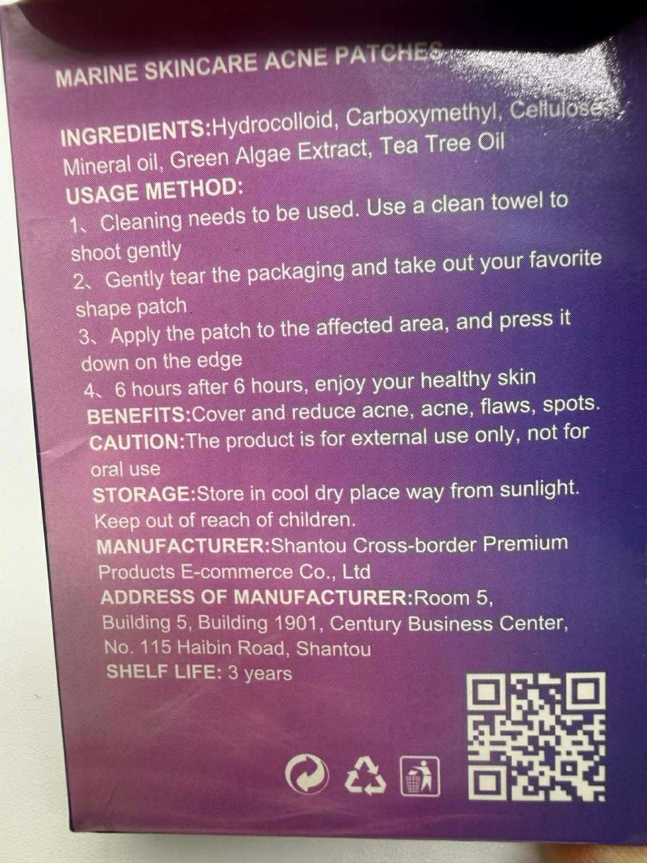 Skincare acne patches