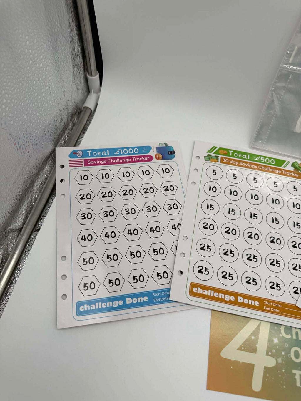 Money saving challenge folder inserts