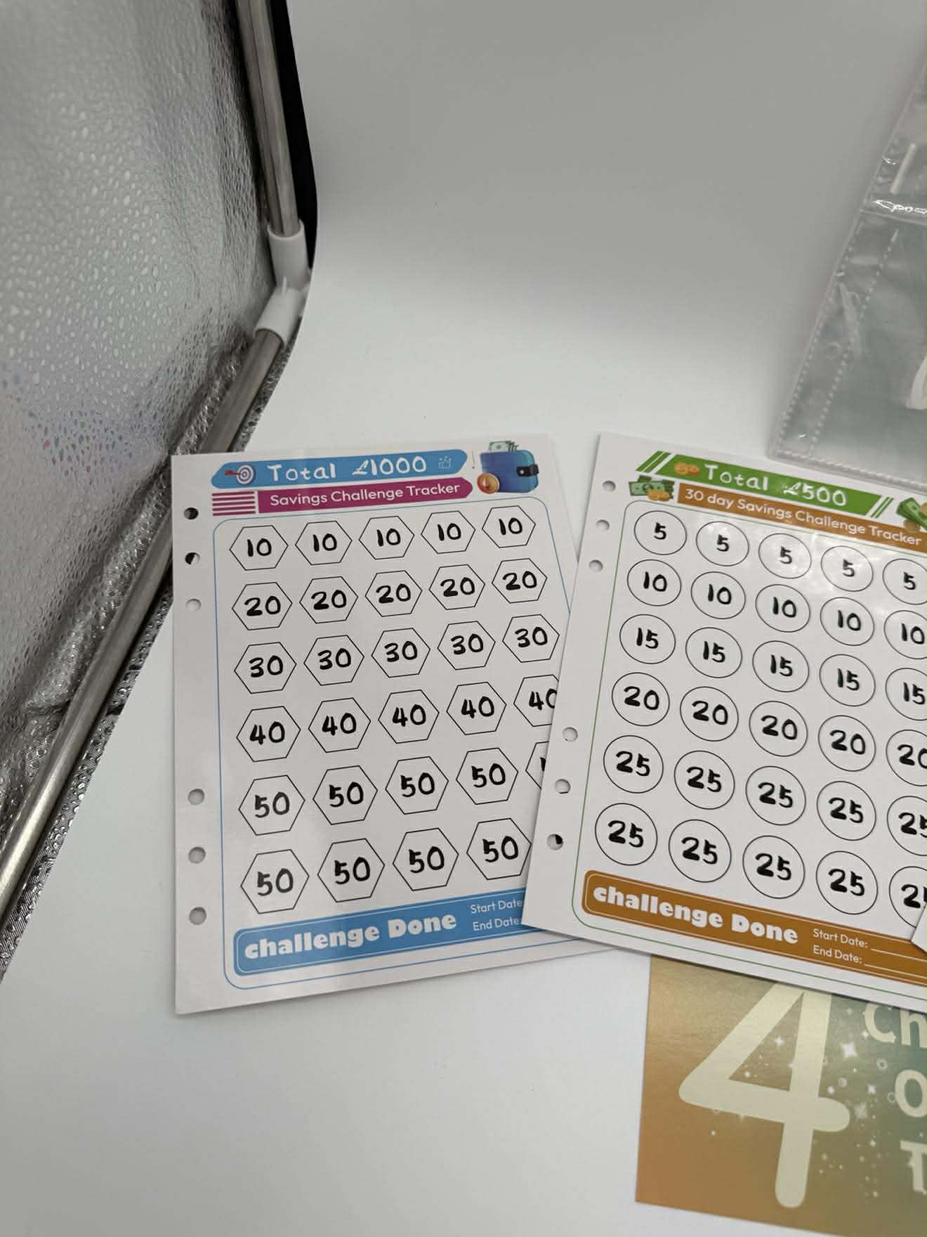 Money saving challenge folder inserts