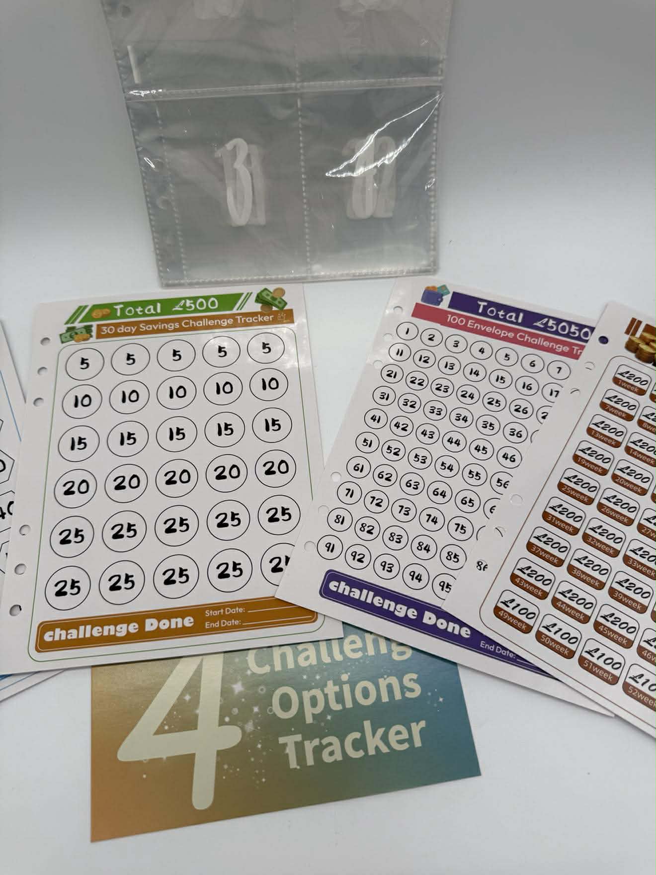 Money saving challenge folder inserts