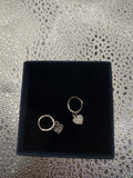 Sterling silver dangling hearts huggy hoops