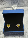 Yellow clover Sterling silver earrings