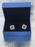 Pink/purple stone sterling silver earrings