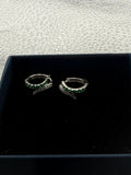 Sterling silver green and clear stone earrings