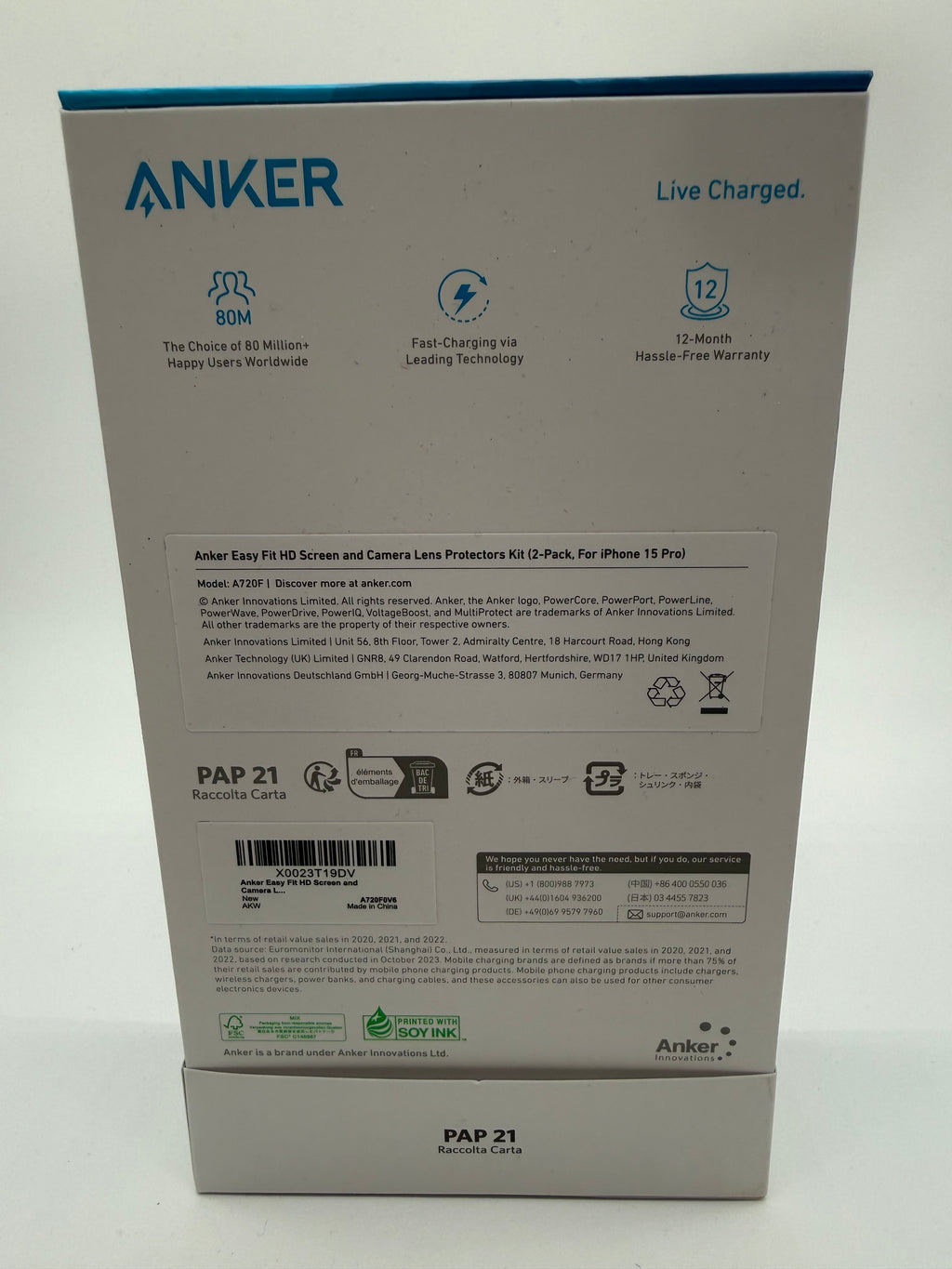 Anker iPhone 15pro screen and lens protector